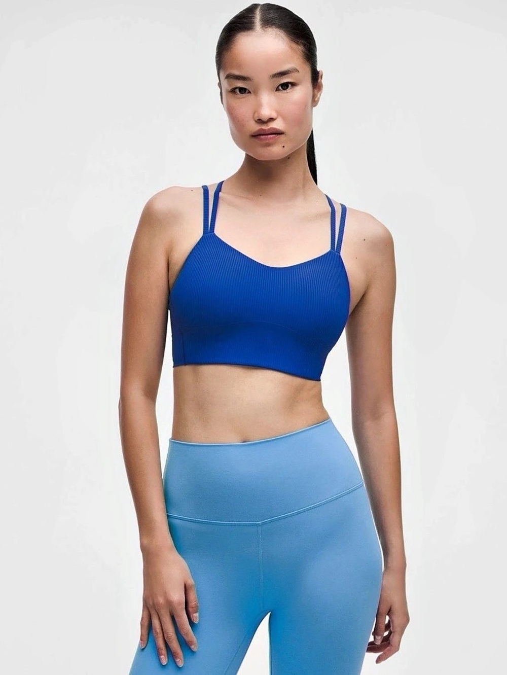 lululemon Like a Cloud Longline Bra B/C *Ribbed Beach Ball Blue Size 10